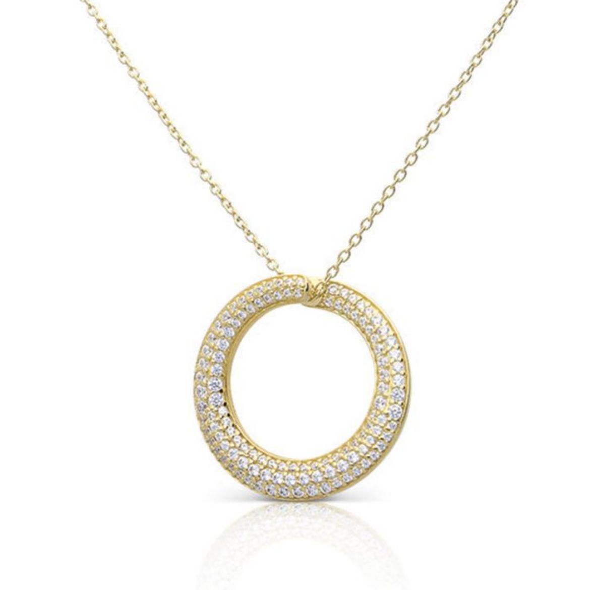 Picture of Pave Swirl Open Circle Necklace Gold 