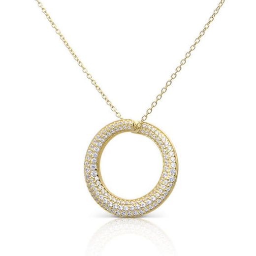 Picture of Pave Swirl Open Circle Necklace Gold 