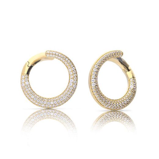 Picture of Pave Swirl Open Circle Earrings Gold 