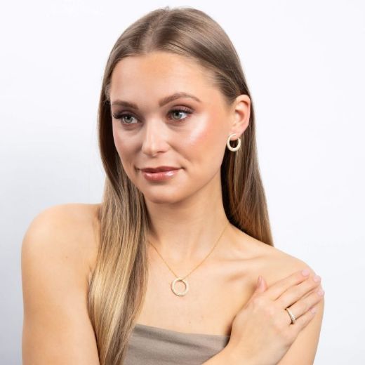 Picture of Pave Swirl Open Circle Earrings Gold 