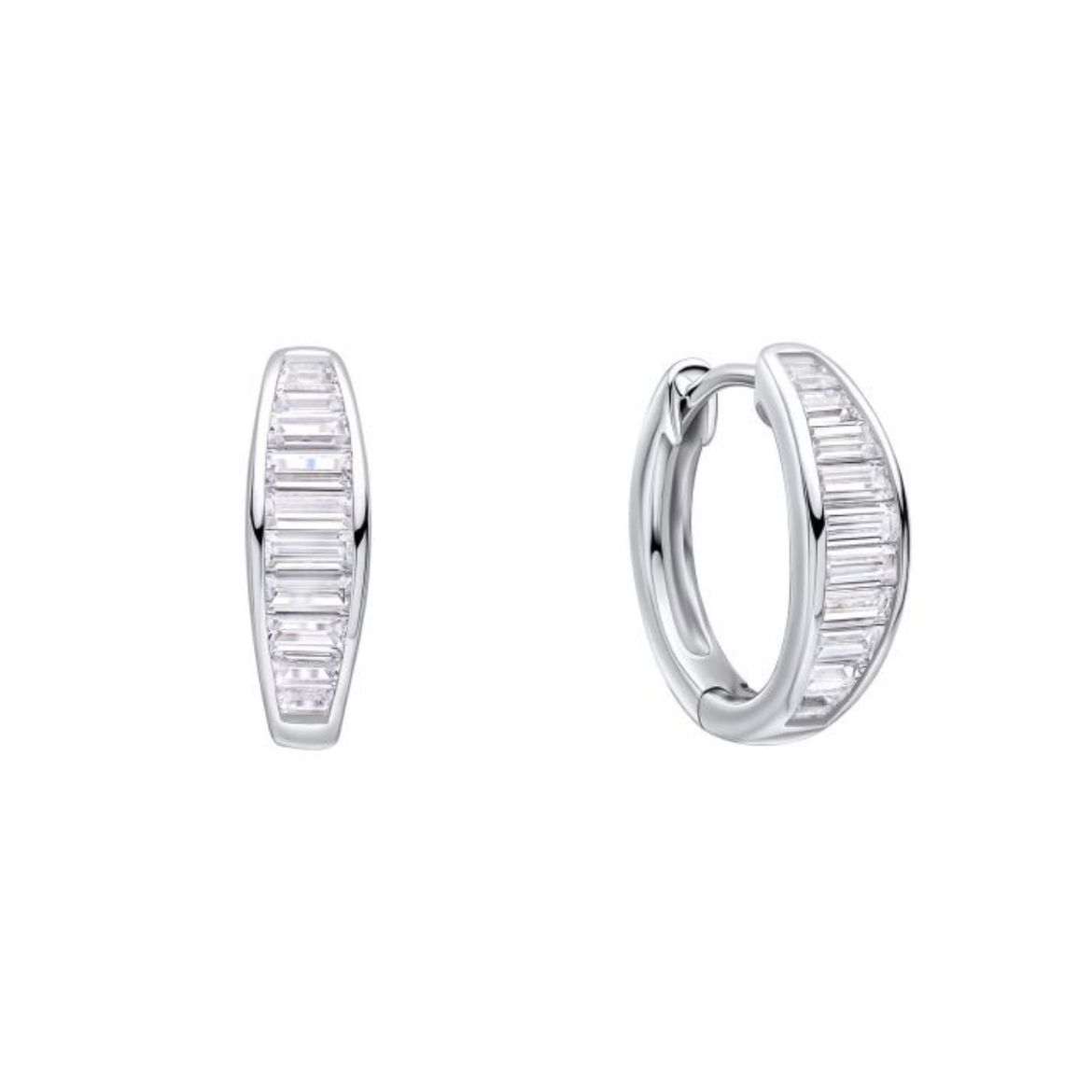 Picture of Channel Set Baguette Zirconia Hoop Earrings