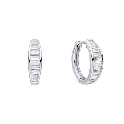 Picture of Channel Set Baguette Zirconia Hoop Earrings