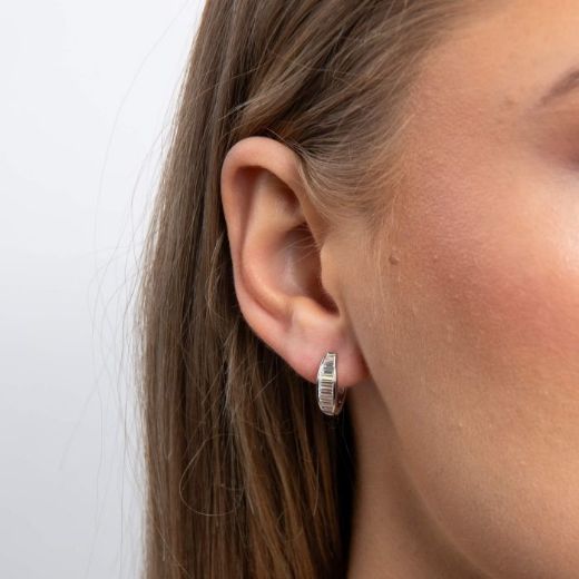 Picture of Channel Set Baguette Zirconia Hoop Earrings