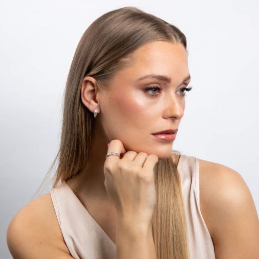 Picture of Channel Set Baguette Zirconia Hoop Earrings