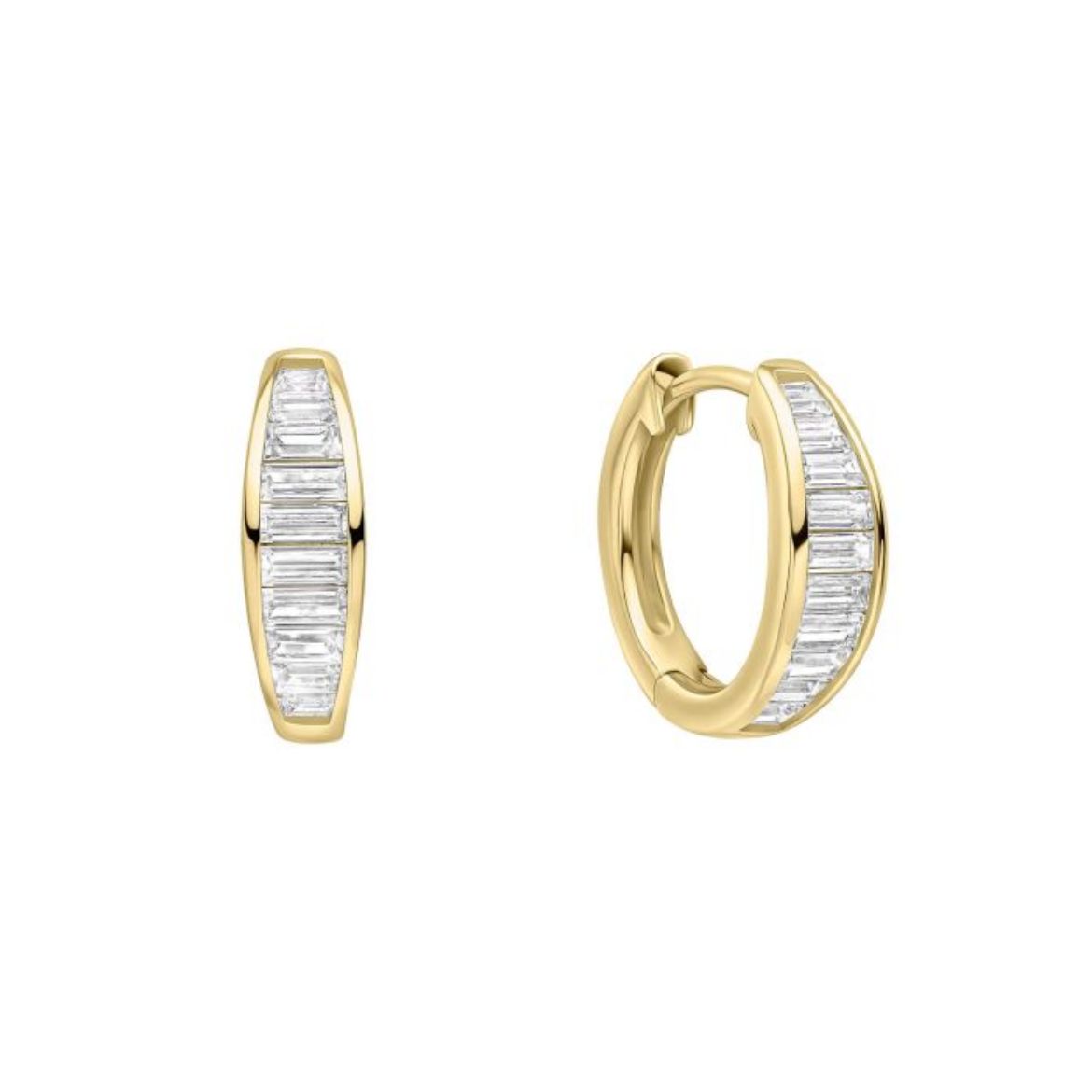 Picture of Channel Set Baguette Zirconia Hoop Earrings Gold 