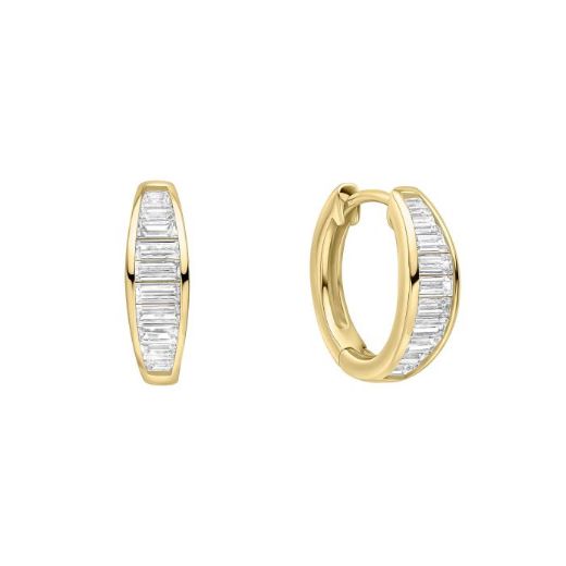 Picture of Channel Set Baguette Zirconia Hoop Earrings Gold 