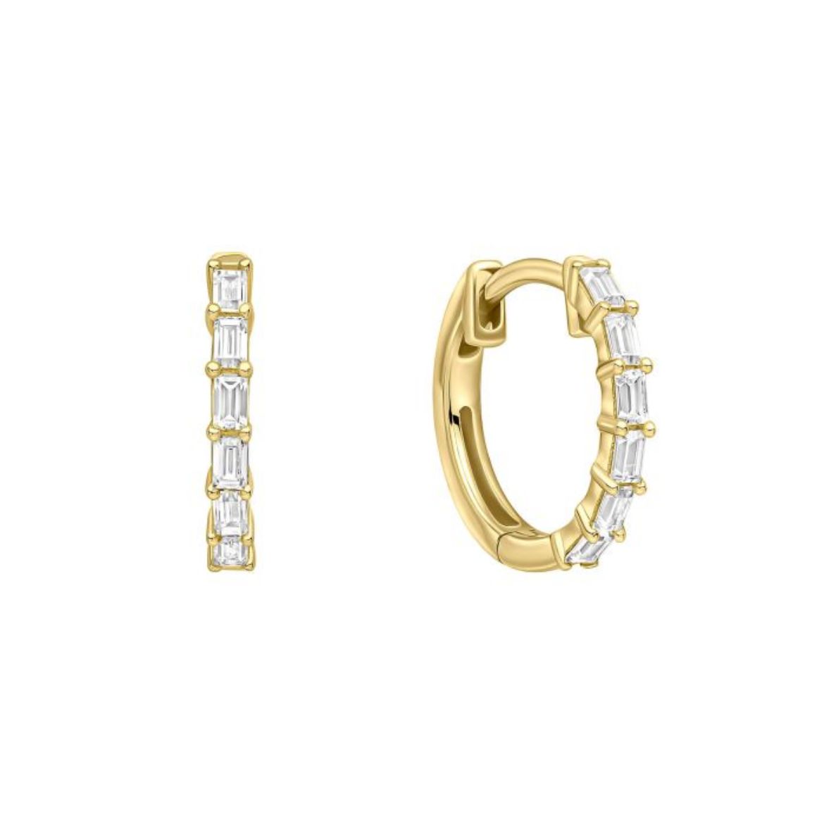 Picture of Baguette Zirconia Hoop Earrings Gold 