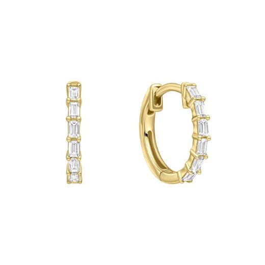 Picture of Baguette Zirconia Hoop Earrings Gold 