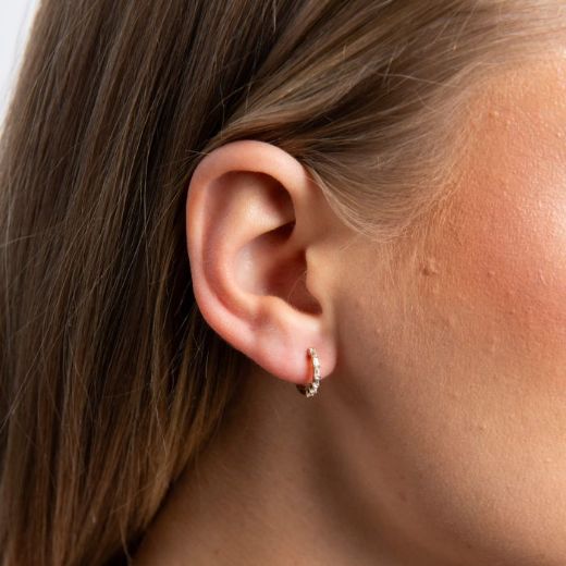 Picture of Baguette Zirconia Hoop Earrings Gold 