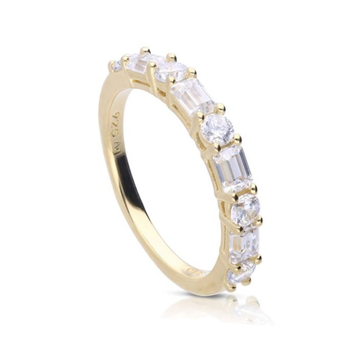 Picture of Baguette and Round Zirconia Ring Gold 
