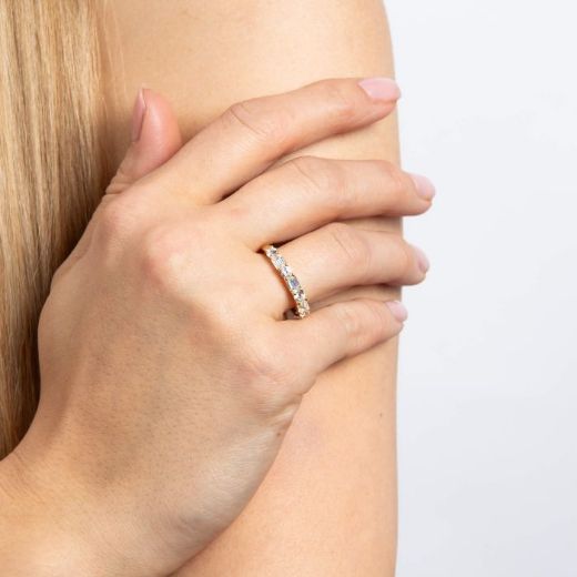 Picture of Baguette and Round Zirconia Ring Gold 