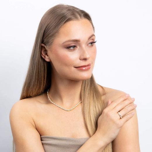 Picture of Baguette and Round Zirconia Ring Gold 
