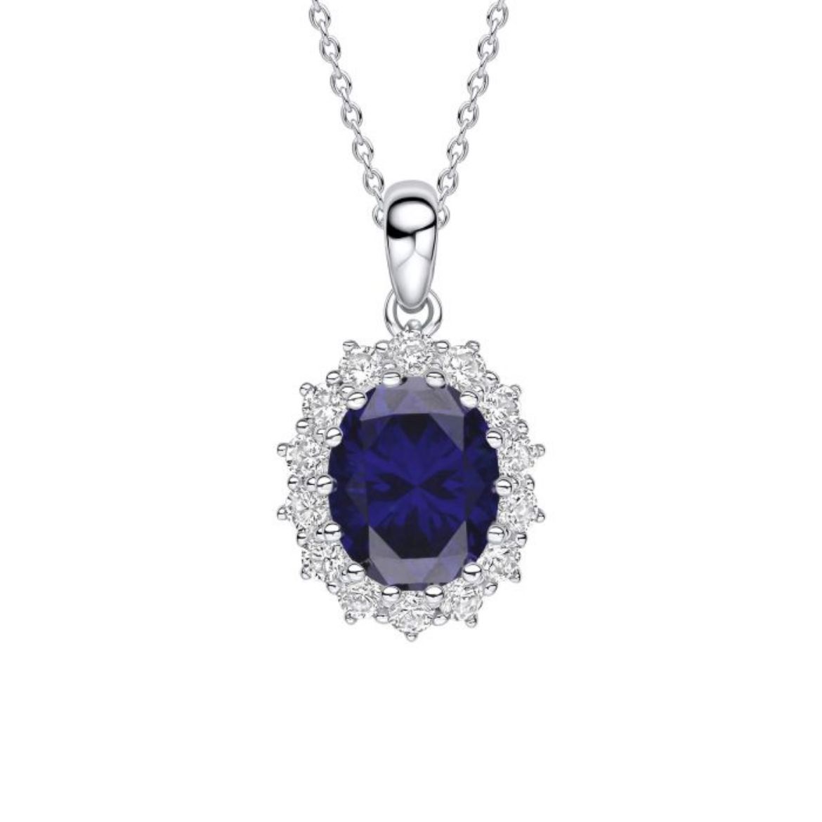 Picture of Oval Sapphire Cluser Necklace 