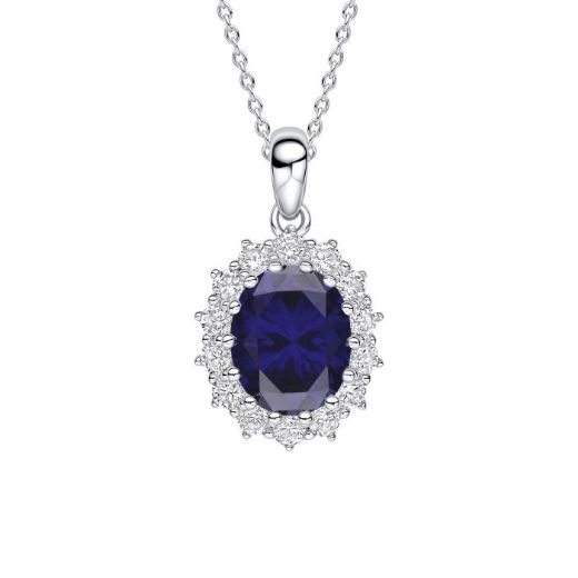 Picture of Oval Sapphire Cluser Necklace 