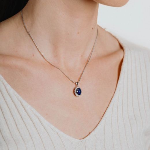 Picture of Oval Sapphire Cluser Necklace 