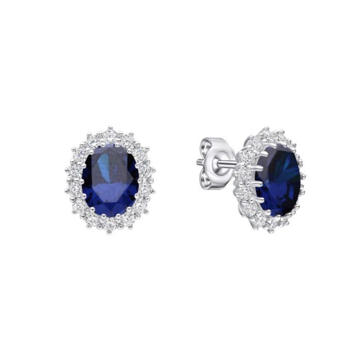 Picture of Oval Sapphire Cluster Ear Studs 