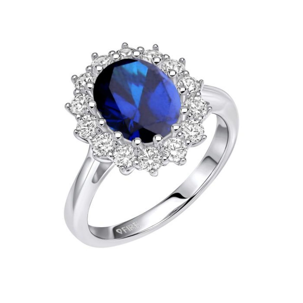 Picture of Oval Diamonfire Sapphire Cluster Ring 