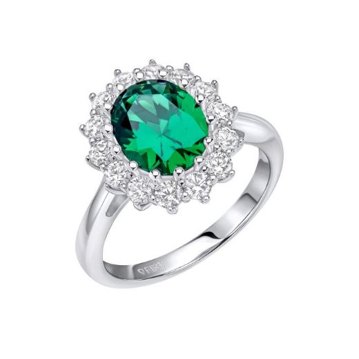 Picture of Oval Diamonfire Emerald Cluster Ring 