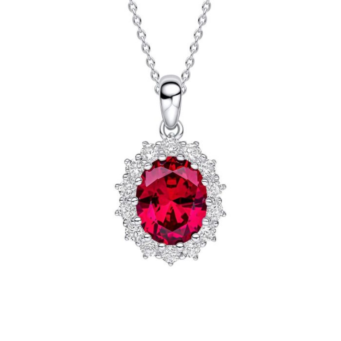 Picture of Oval Diamonfire Ruby Cluster Necklace 