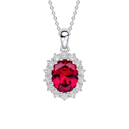Picture of Oval Diamonfire Ruby Cluster Necklace 