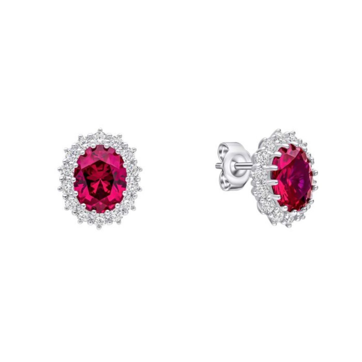 Picture of Oval Diamonfire Ruby Cluster Ear Studs 