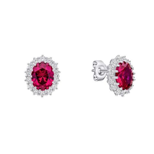 Picture of Oval Diamonfire Ruby Cluster Ear Studs 