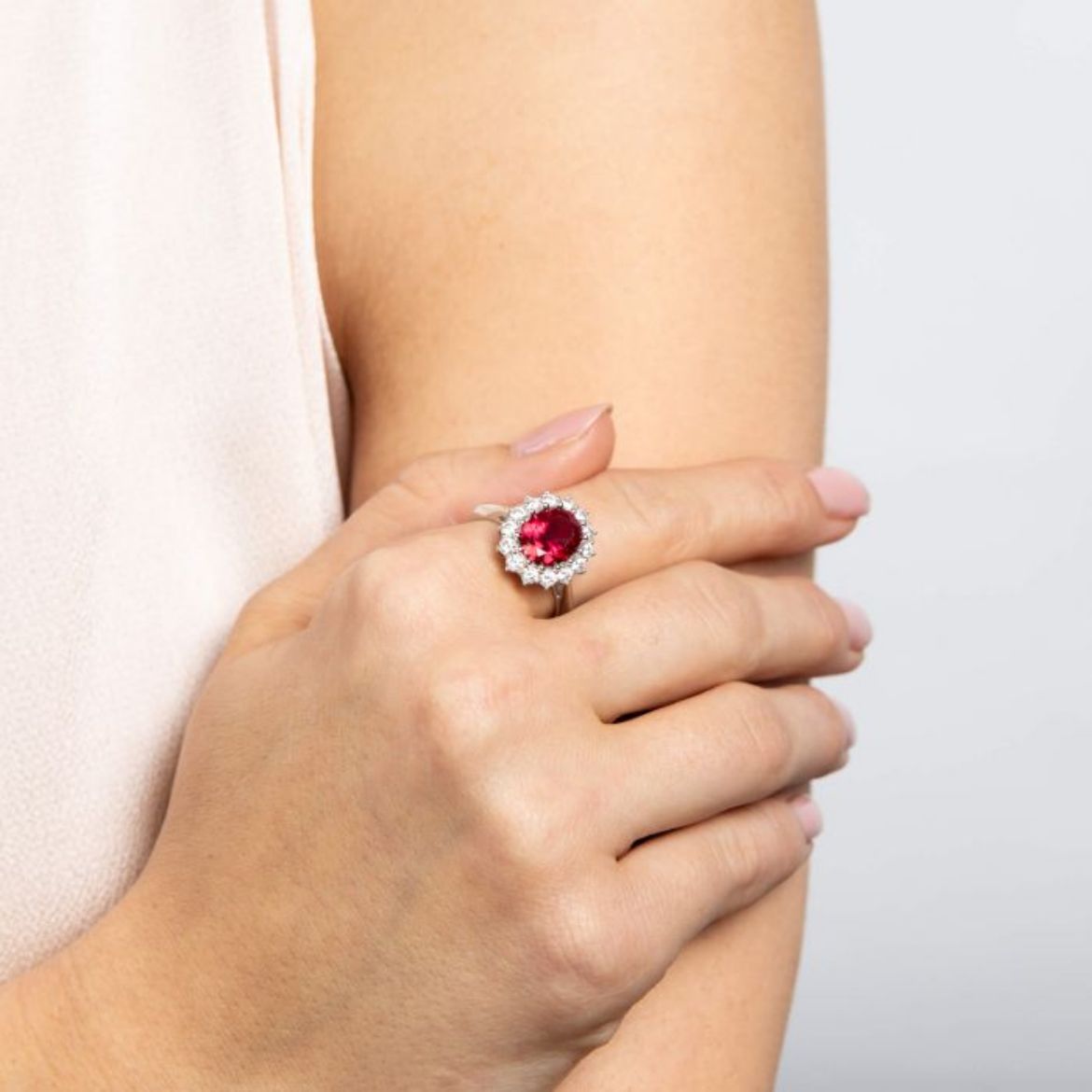 Picture of Oval Diamonfire Ruby Cluster Ring 