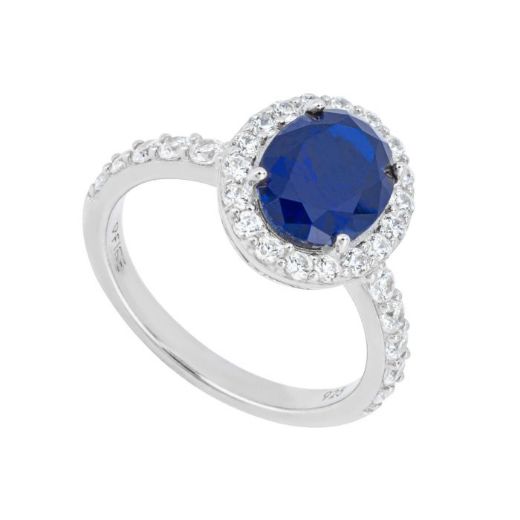 Picture of Diamonfire Sapphire Blue Oval Ring with Surround