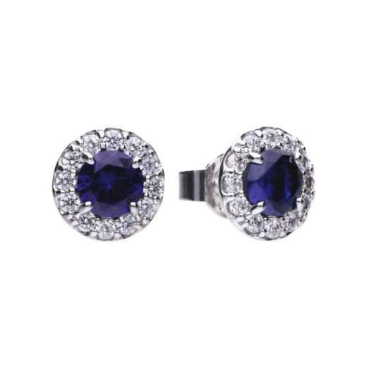 Picture of Diamonfire Sapphire Round Colour Pave Stud Earrings
