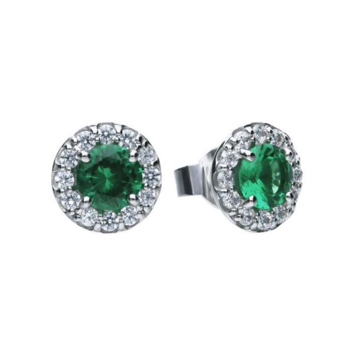 Picture of Diamonfire Emerald Round Colour Pave Stud Earrings