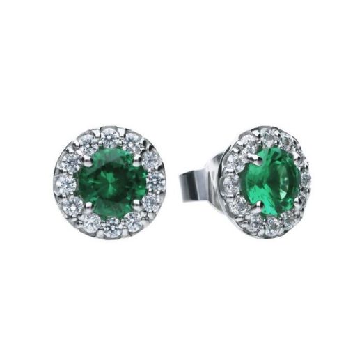 Picture of Diamonfire Emerald Round Colour Pave Stud Earrings