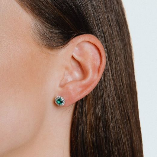 Picture of Diamonfire Emerald Round Colour Pave Stud Earrings