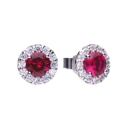 Picture of Diamonfire Ruby Round Colour Pave Stud Earrings