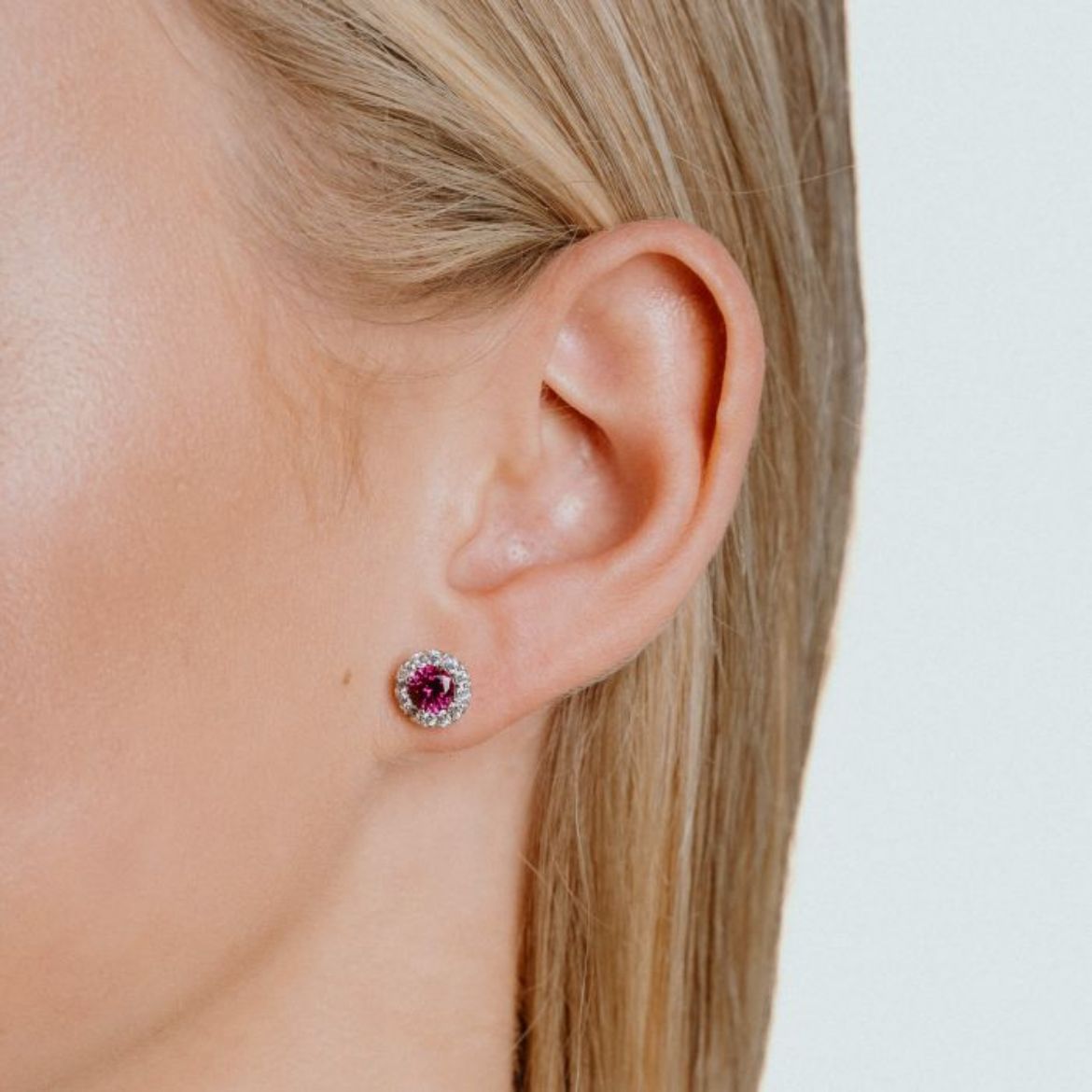 Picture of Diamonfire Ruby Round Colour Pave Stud Earrings