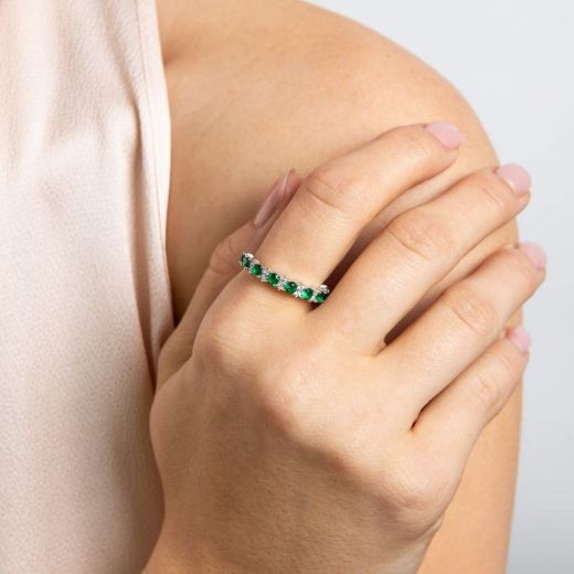 Picture of Diamonfire Emerald Two Tone Zirconia 3/4 Eternity Ring