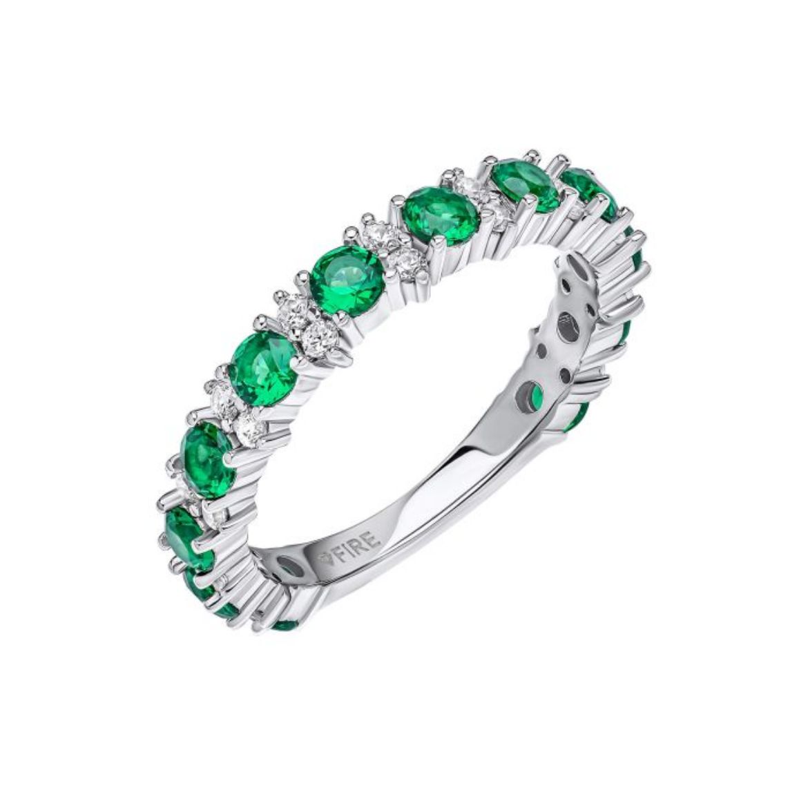 Picture of Diamonfire Emerald Two Tone Zirconia 3/4 Eternity Ring