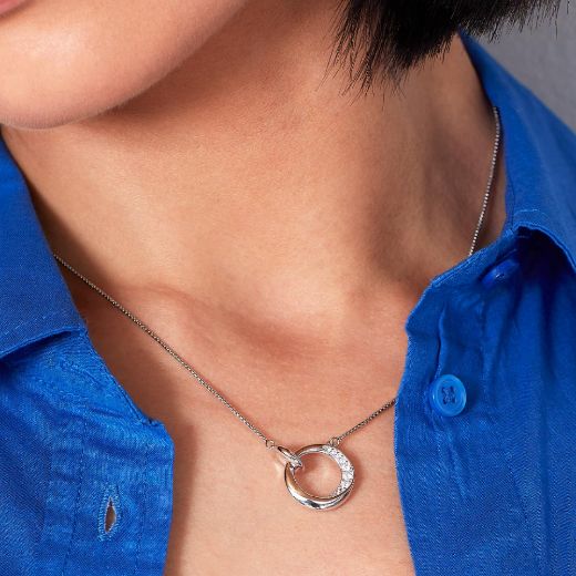 Picture of Bevel Cirque Link Pavé Necklace