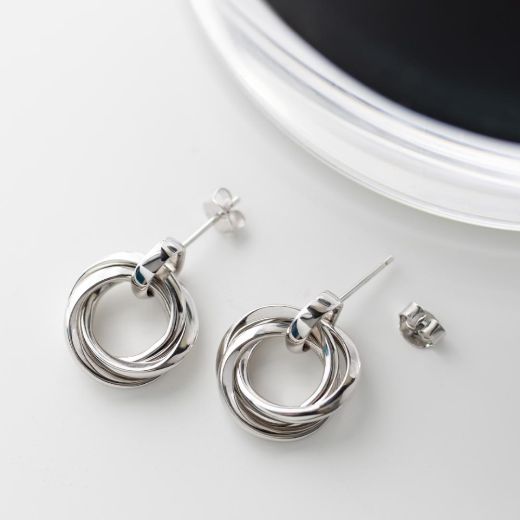 Picture of Bevel Trilogy Grande Link Stud Earrings