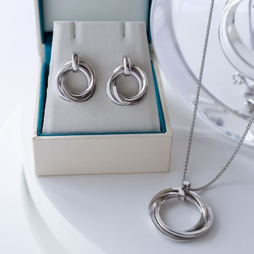 Picture of Bevel Trilogy Grande Link Stud Earrings