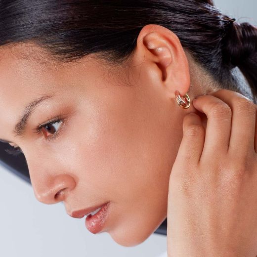 Picture of Bevel Trilogy Golds Hoop Earrings