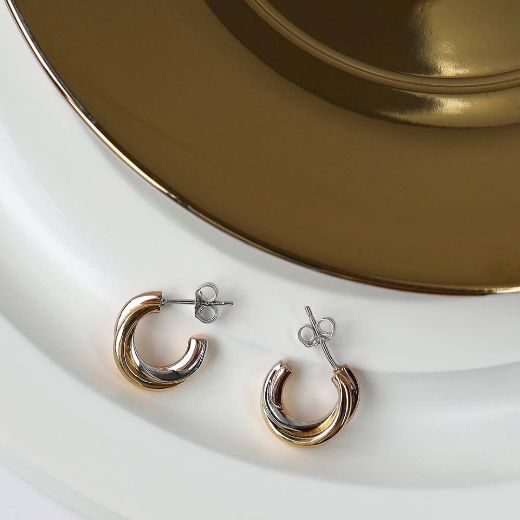 Picture of Bevel Trilogy Golds Hoop Earrings