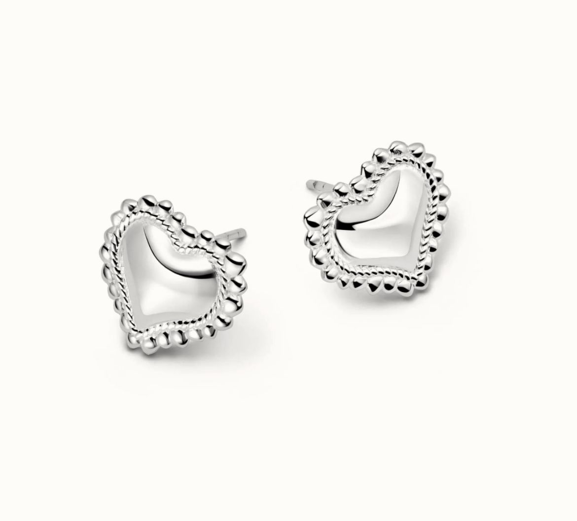 Picture of Bobble Heart Silver Stud Earrings