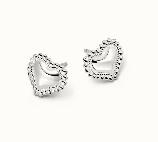 Picture of Bobble Heart Silver Stud Earrings