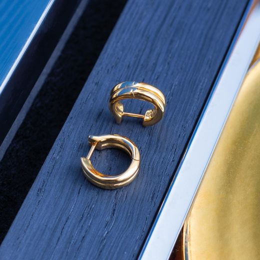 Picture of Bevel Unity Golden Huggie Hoop Earrings