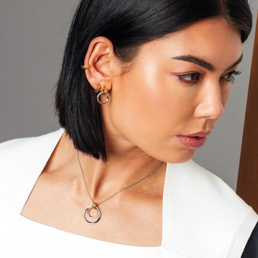 Picture of Bevel Unity Golden Huggie Hoop Earrings