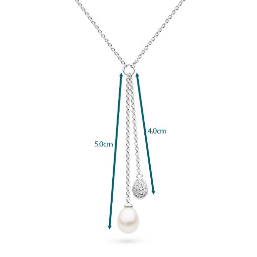 Picture of Coast Pebble Glisten Pavé & Pearl Lariat Style Necklace