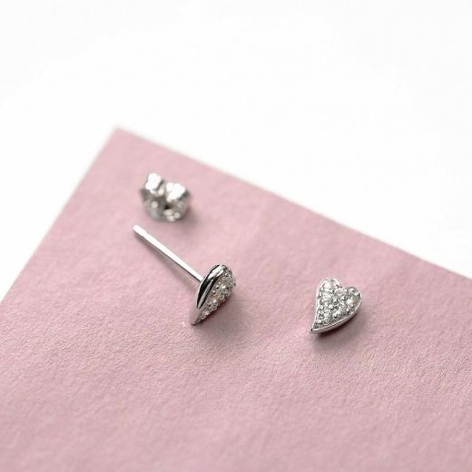 Picture of Desire Cherish Precious Pavé Heart Stud Earrings