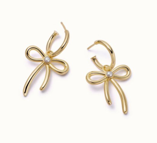 Picture of Daisy Bow Large 18ct Gold Plate Drop Earrings
