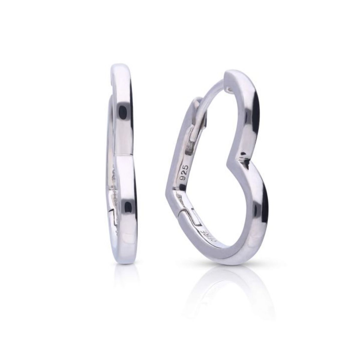 Picture of Plain Heart Shaped Hoop Earrings Silver