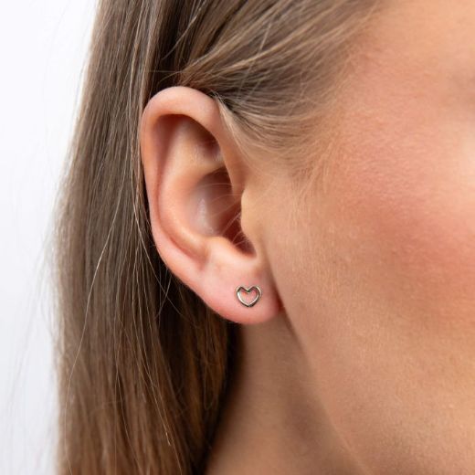 Picture of Plain Open Heart Stud Earrings